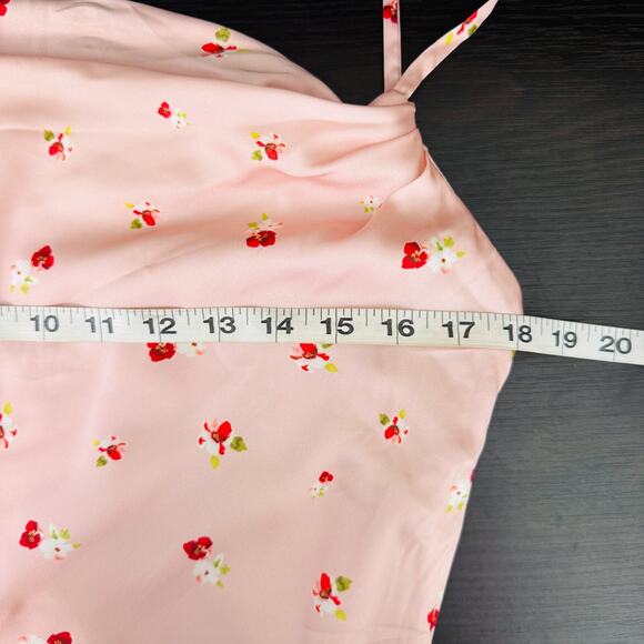 Ieena for MacDuggal Dress Womens 6 Mini Floral Dainty Satin Slip Summer Resort - Picture 9 of 12